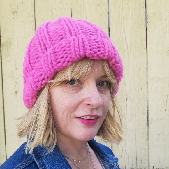 Pink Handmade Chunky Beanie - Picture 3 of 4